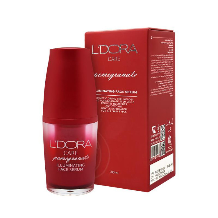 سرم روشن کننده صورت انار مناسب انواع پوست لدورا، 30 میلی لیتر